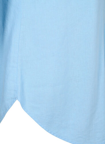 Long shirt in linen-viscose blend, Chambray Blue, Packshot image number 3