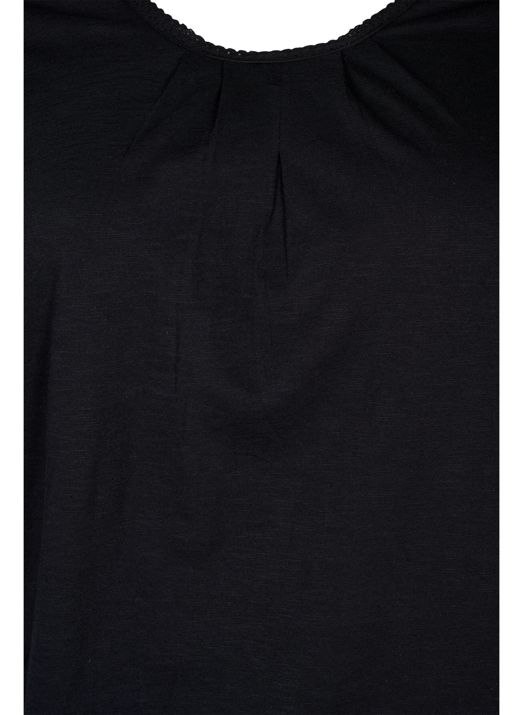 Zizzi Katoenen blouse met 3/4 mouwen, Black, Packshot image number 2