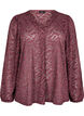Blouse met lange mouwen met glitter en patroon, Rood, Packshot image number 0