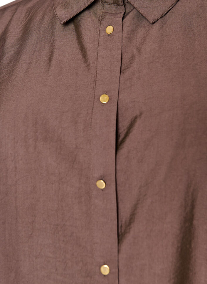Viscose shirt met gouden knopen, Bruin, Packshot image number 2