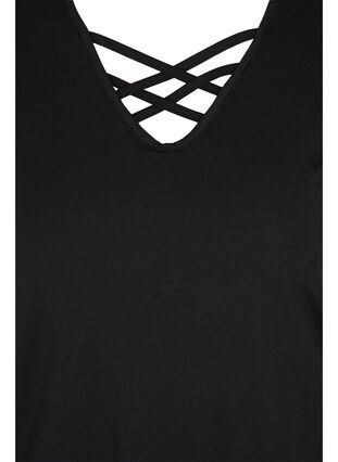 Top met v-hals en kruisdetails, Black, Packshot image number 2