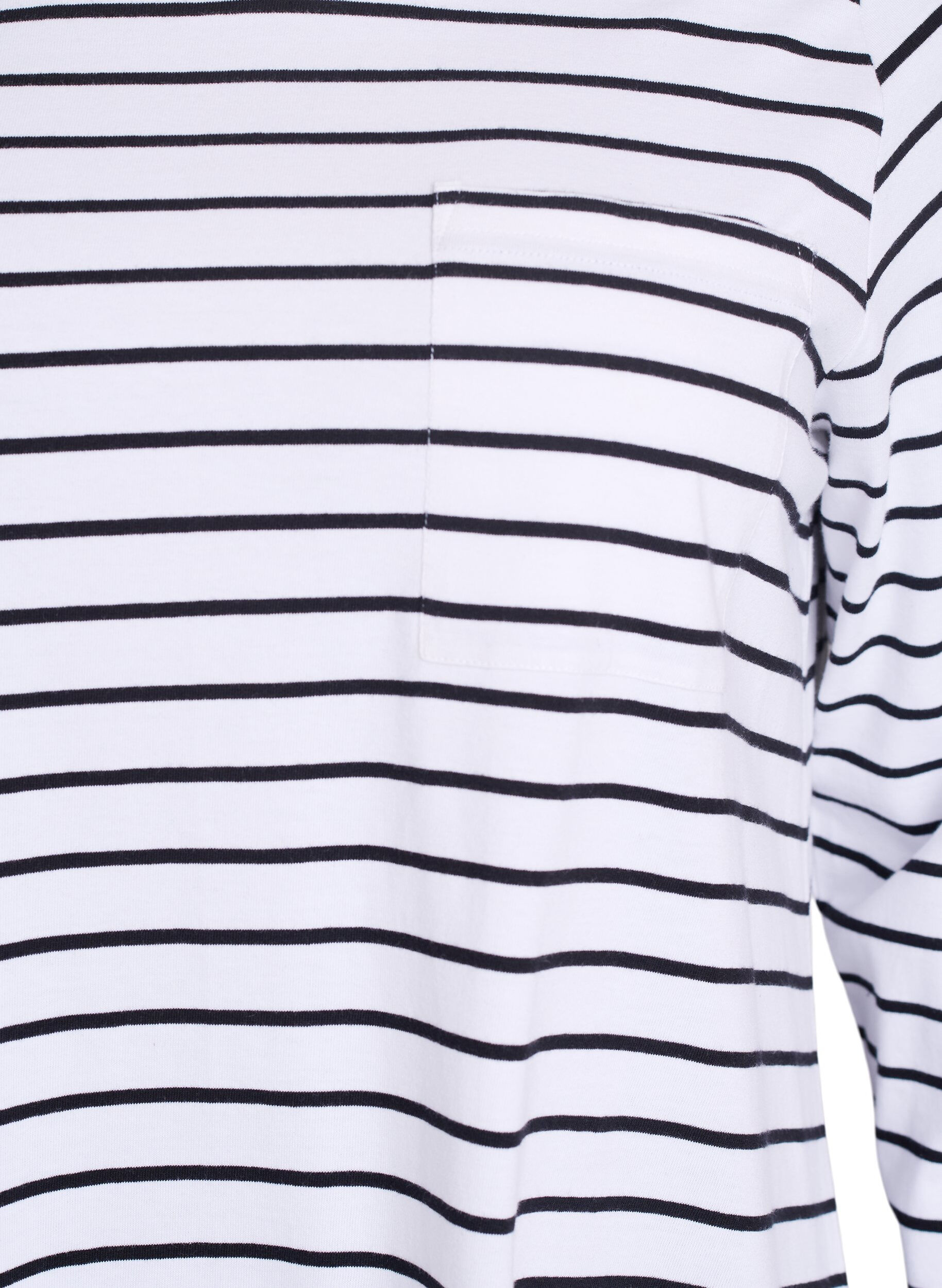 Zizzi Gestreepte nachthemd in biologisch katoen, Wit, Packshot image number 2