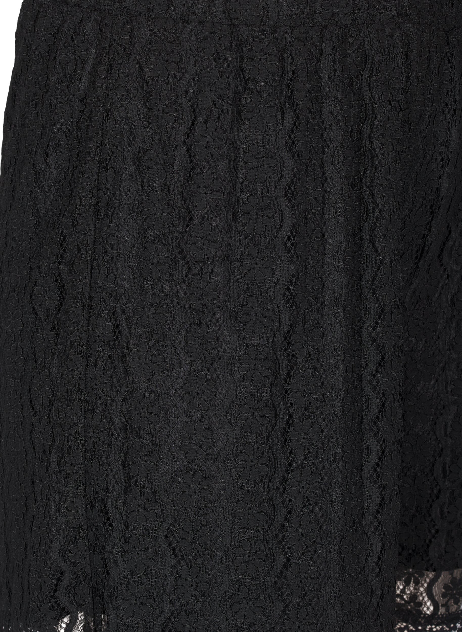 Zizzi Hoog getailleerde kanten short, Zwart, Packshot image number 2