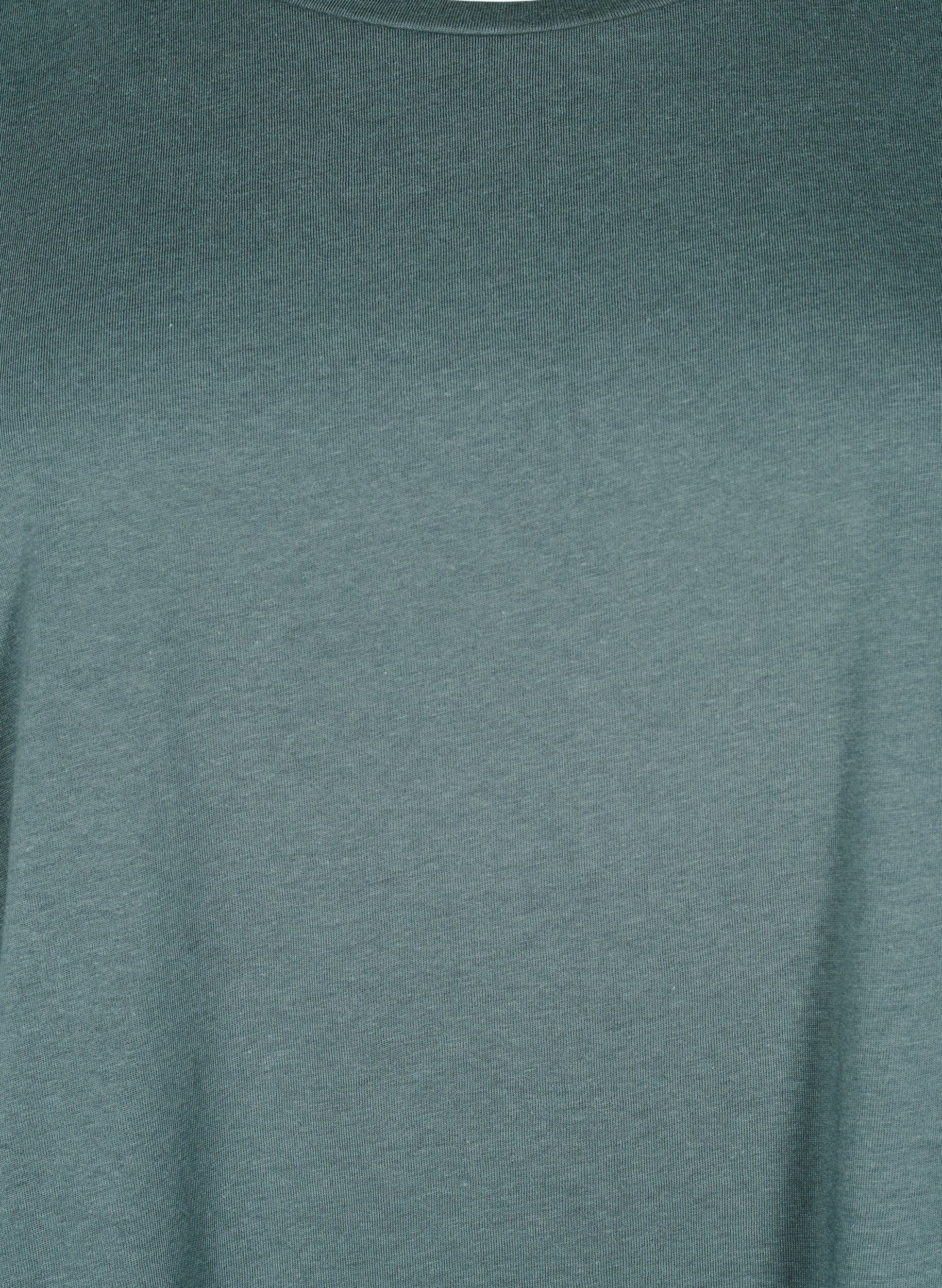 Zizzi T-shirt met korte mouwen in een katoenmix, Groen, Packshot image number 2