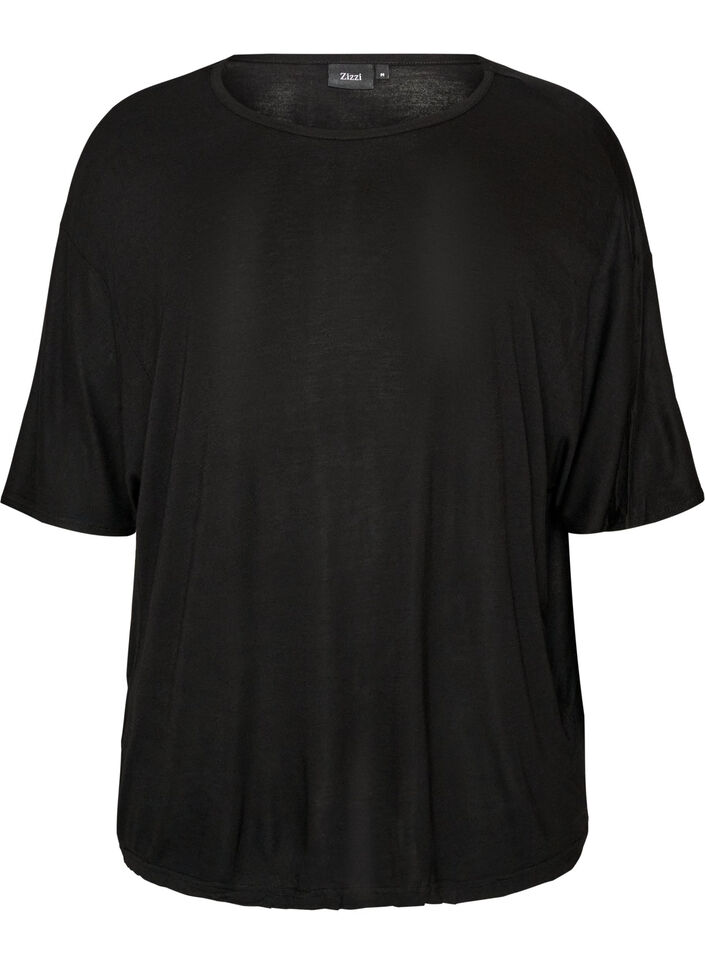 Losse pasvorm T-shirt in viscose jersey, Zwart, Packshot image number 0