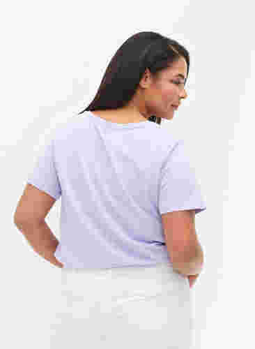 Basic t-shirt in effen kleur met katoen, Lavender, Model image number 1