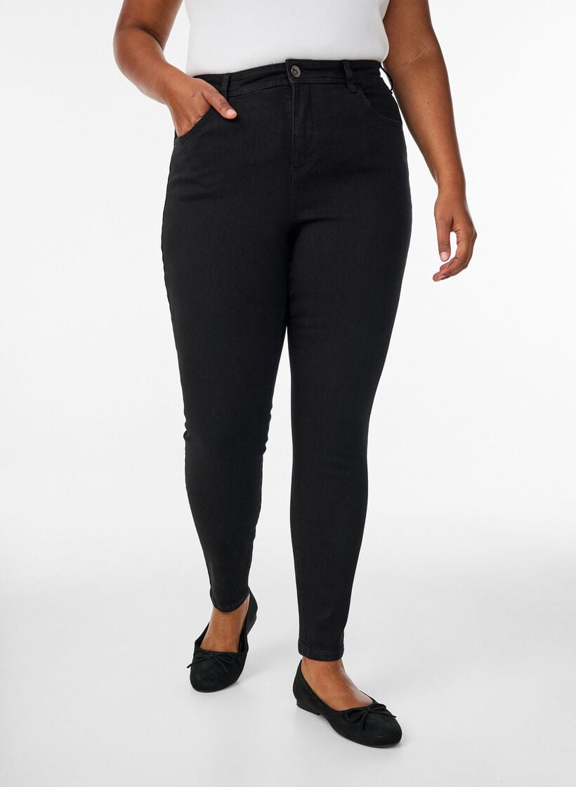 Jeans met super slanke pasvorm, Zwart, Model image number 2