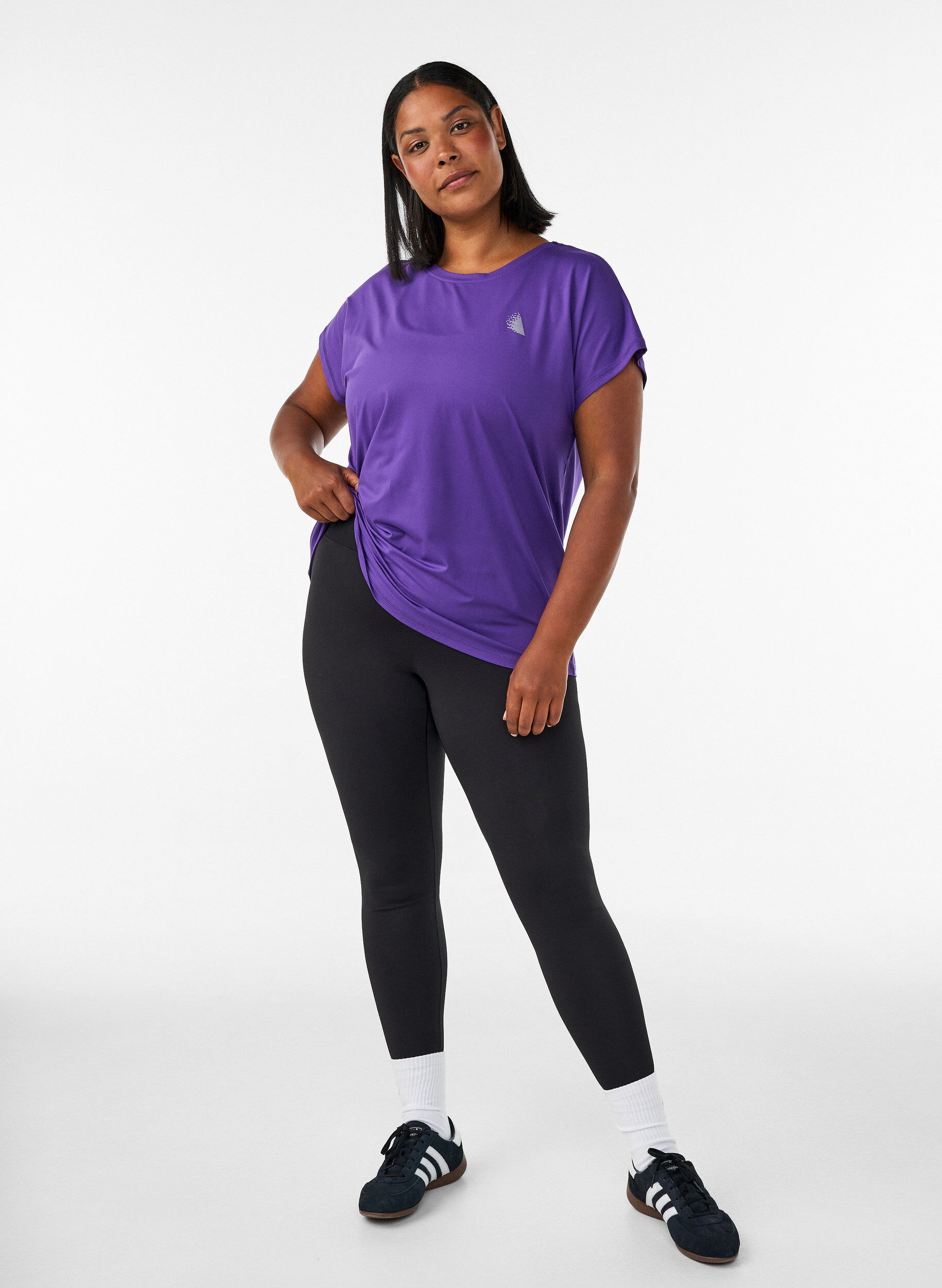 ZizziEffen gekleurd trainingsshirt, Paars, Model image number 1