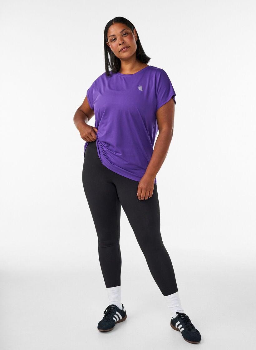 Effen gekleurd trainingsshirt, Paars, Model image number 1