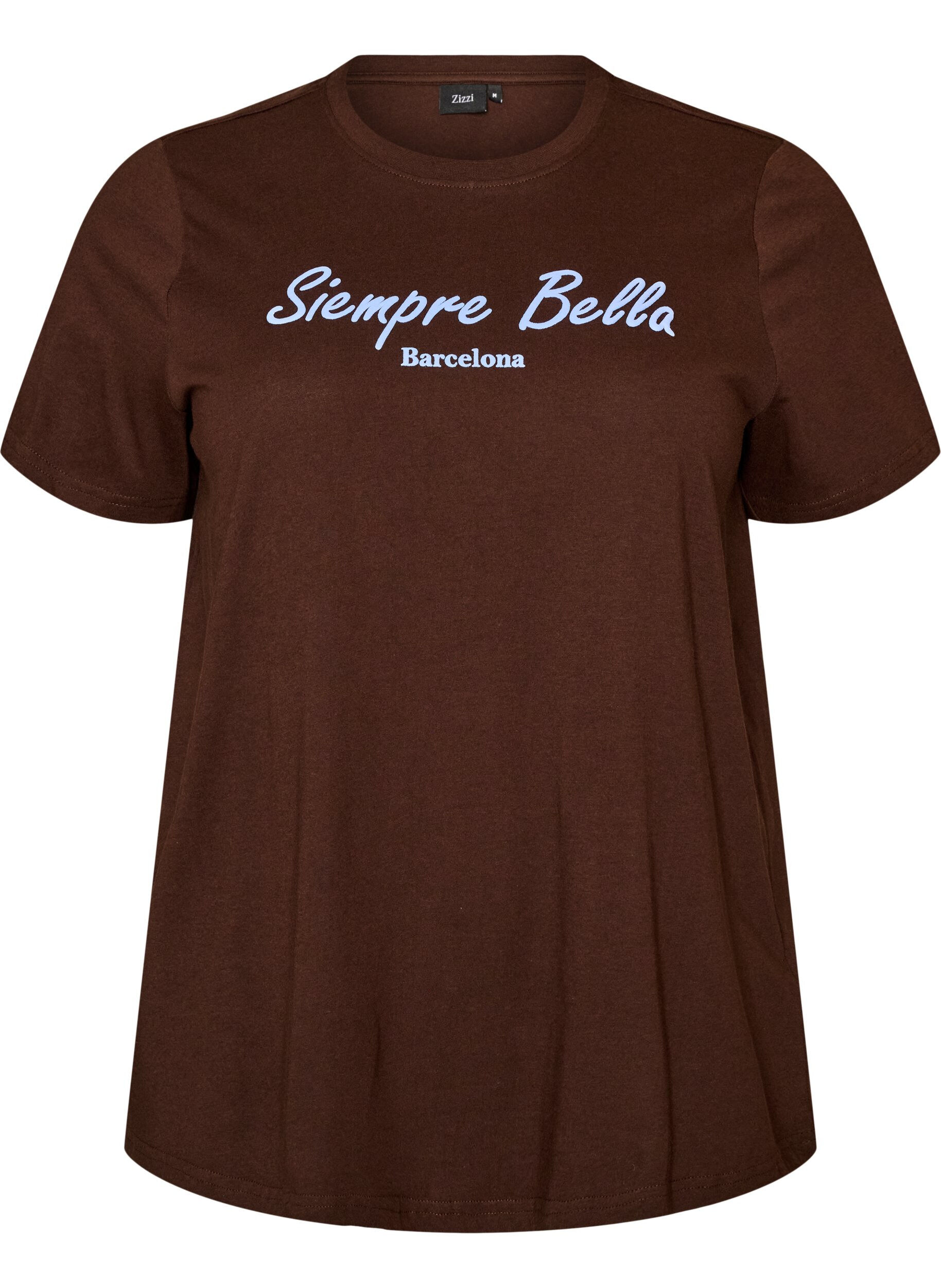 ZizziT-shirt van biologisch katoen met print, Bruin, Packshot image number 0