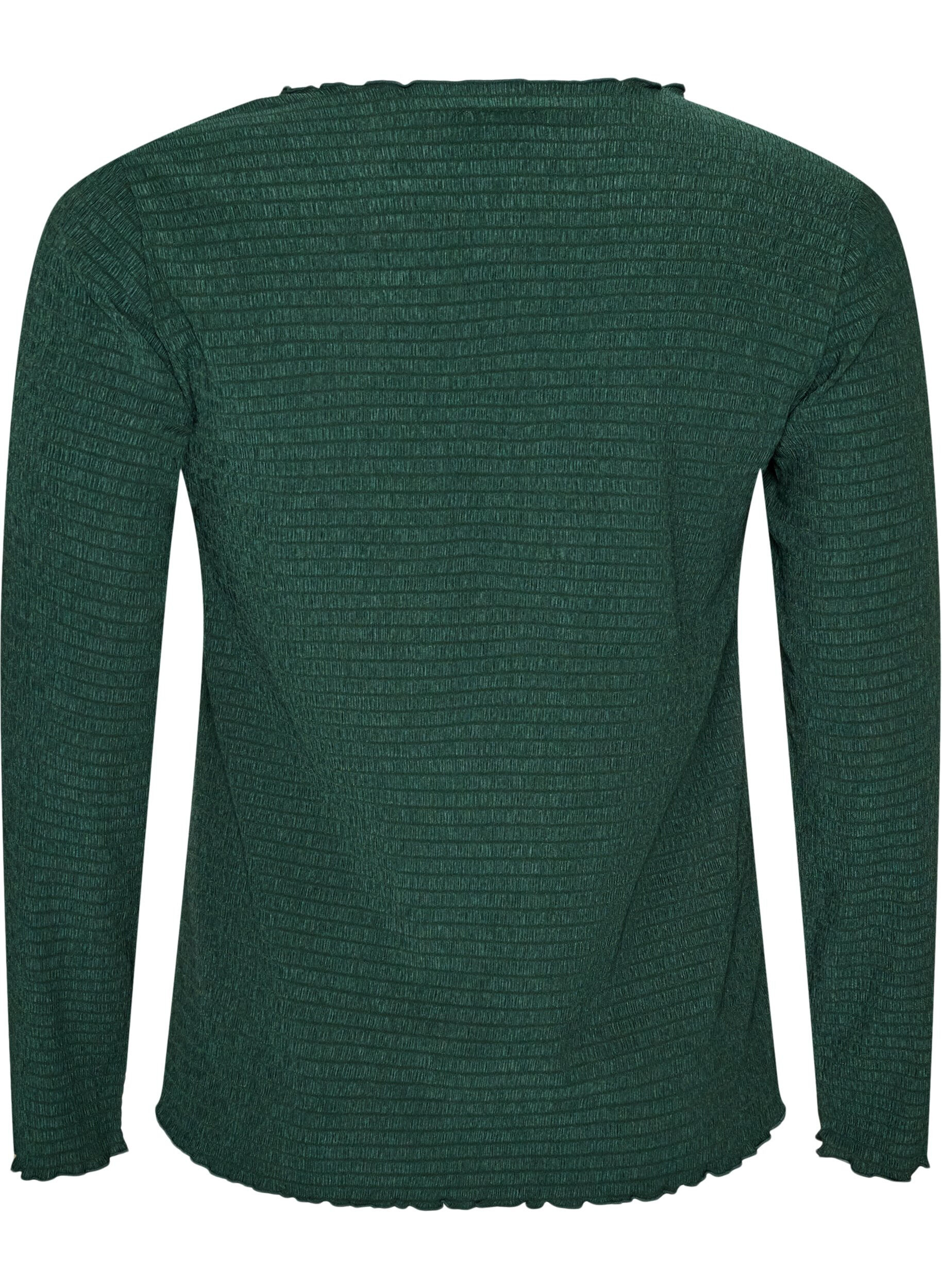ZizziBlouse met structuur en golvende randen, Groen, Packshot image number 1