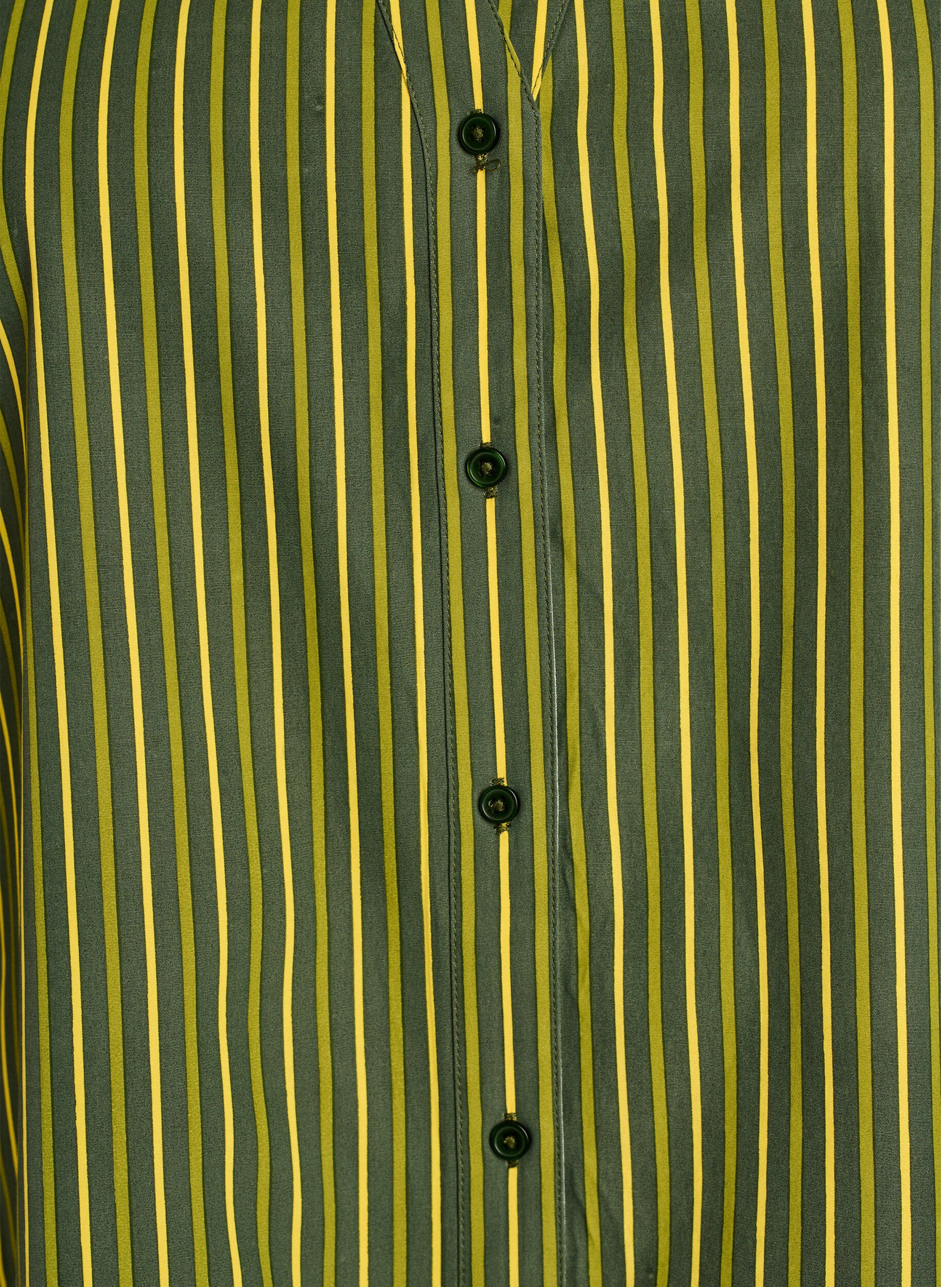 ZizziLosse gestreepte shirt met 3/4 mouwen, Groen, Packshot image number 2