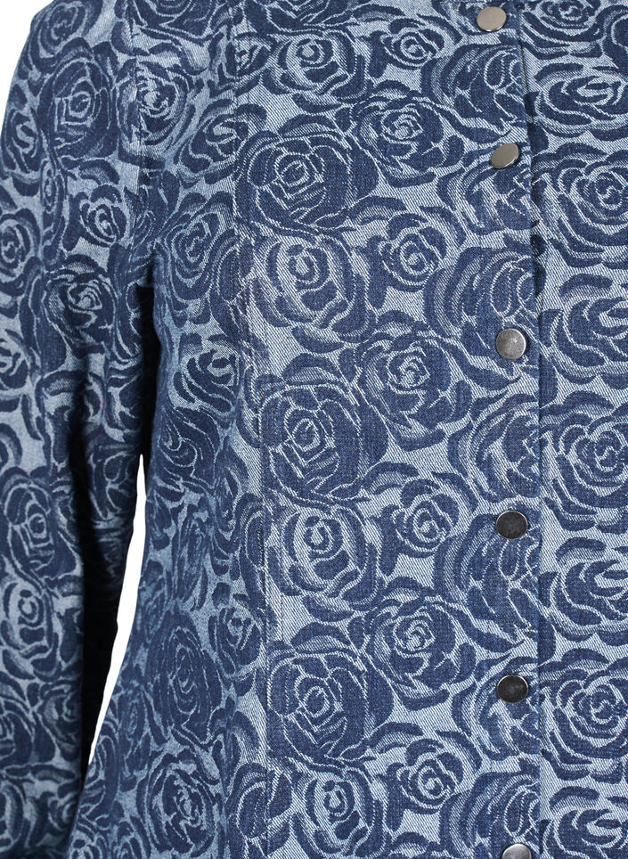 Spijkerblouse met rozenpatroon, Denim Rose AOP, Packshot image number 2
