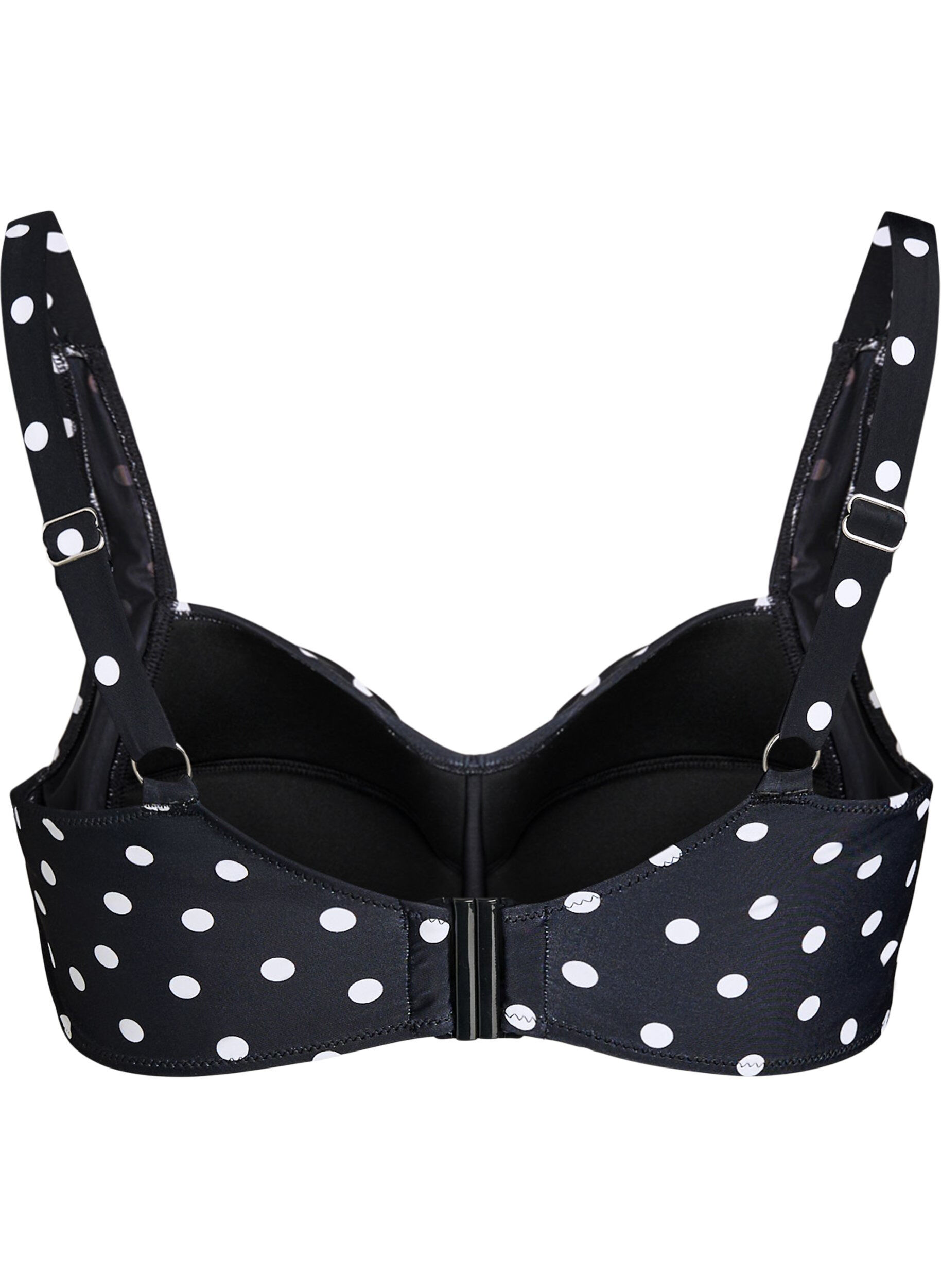 Zizzi Gewatteerde bikinitop met print, Zwart, Packshot image number 1