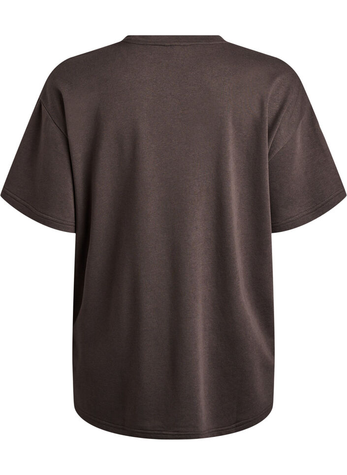 Oversized sweat T-shirt met korte mouwen, Bruin, Packshot image number 1