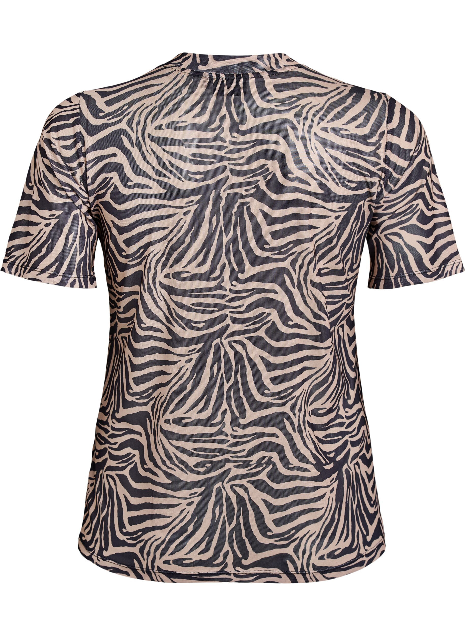 Zizzi Mesh blouse met korte mouwen, Zwart, Packshot image number 1