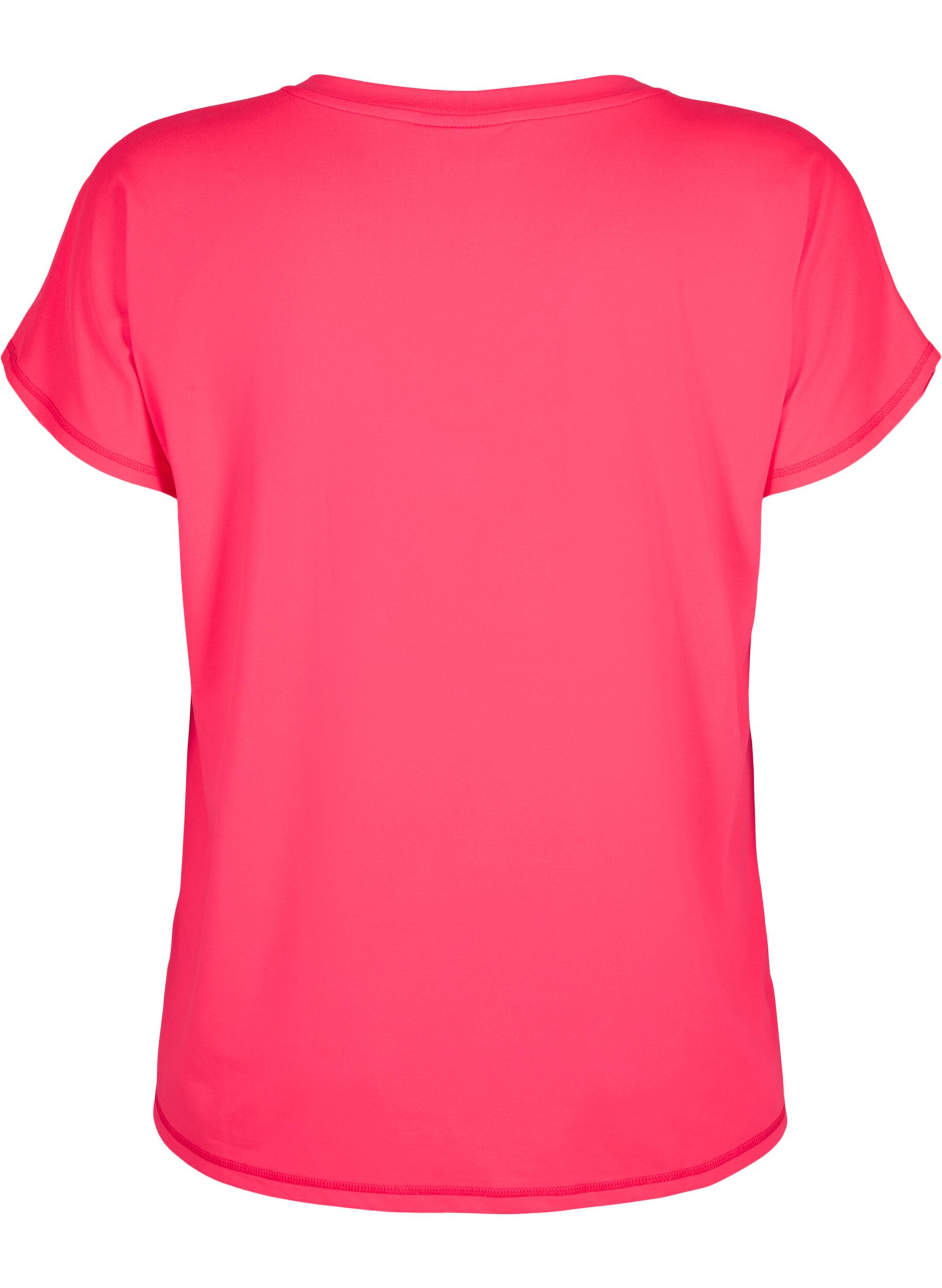 Zizzi Los trainings-T-shirt met v-hals, Neon Diva Pink, Packshot image number 1