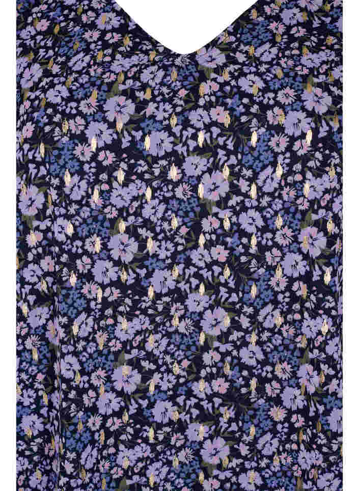 Bloemenblouse met lange mouwen en v-hals, Purple Ditzy Flower, Packshot image number 2