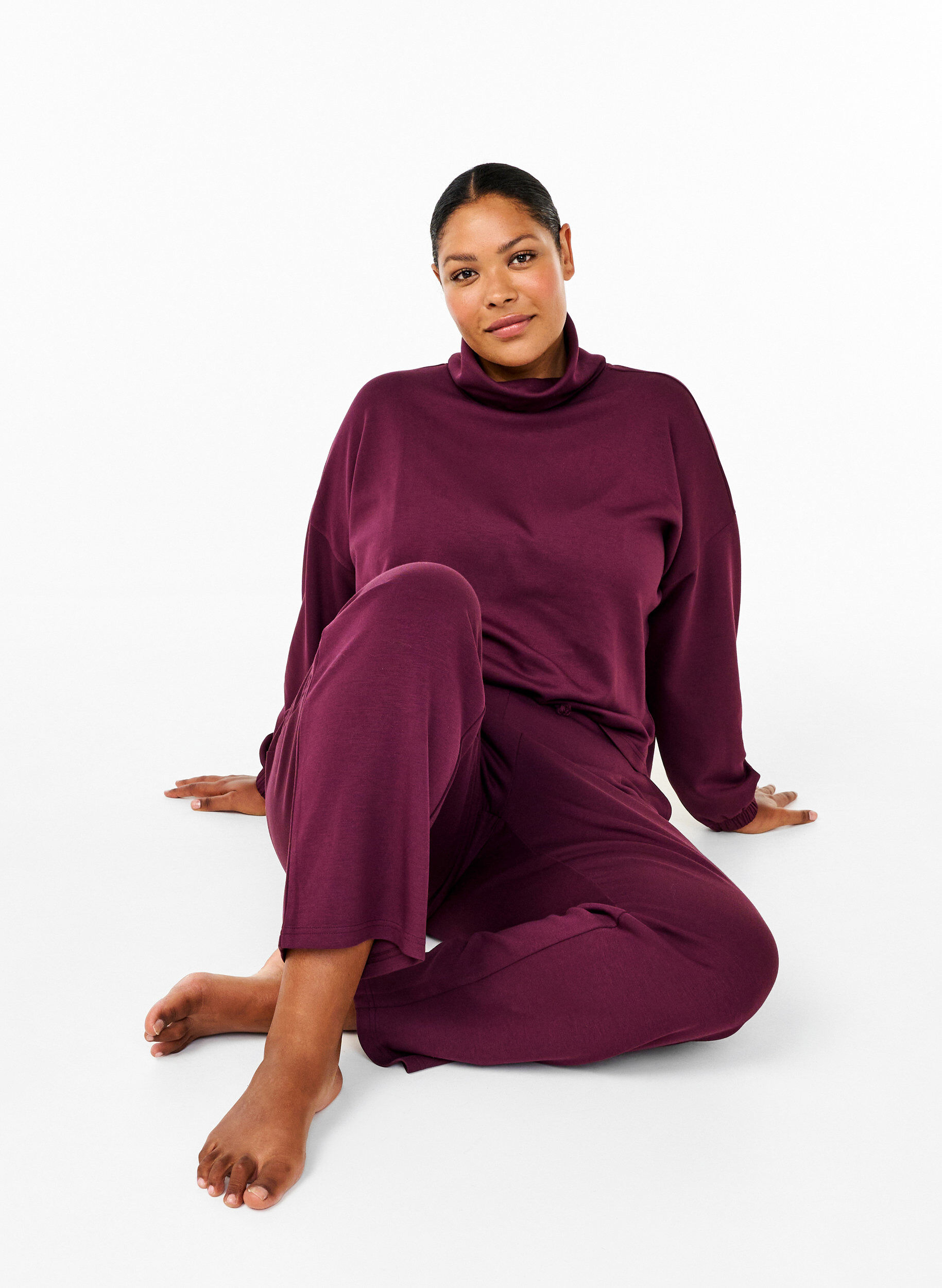 Zizzi Blouse met turtleneck in modalmix, Donker Bordeaux, Image image number 0