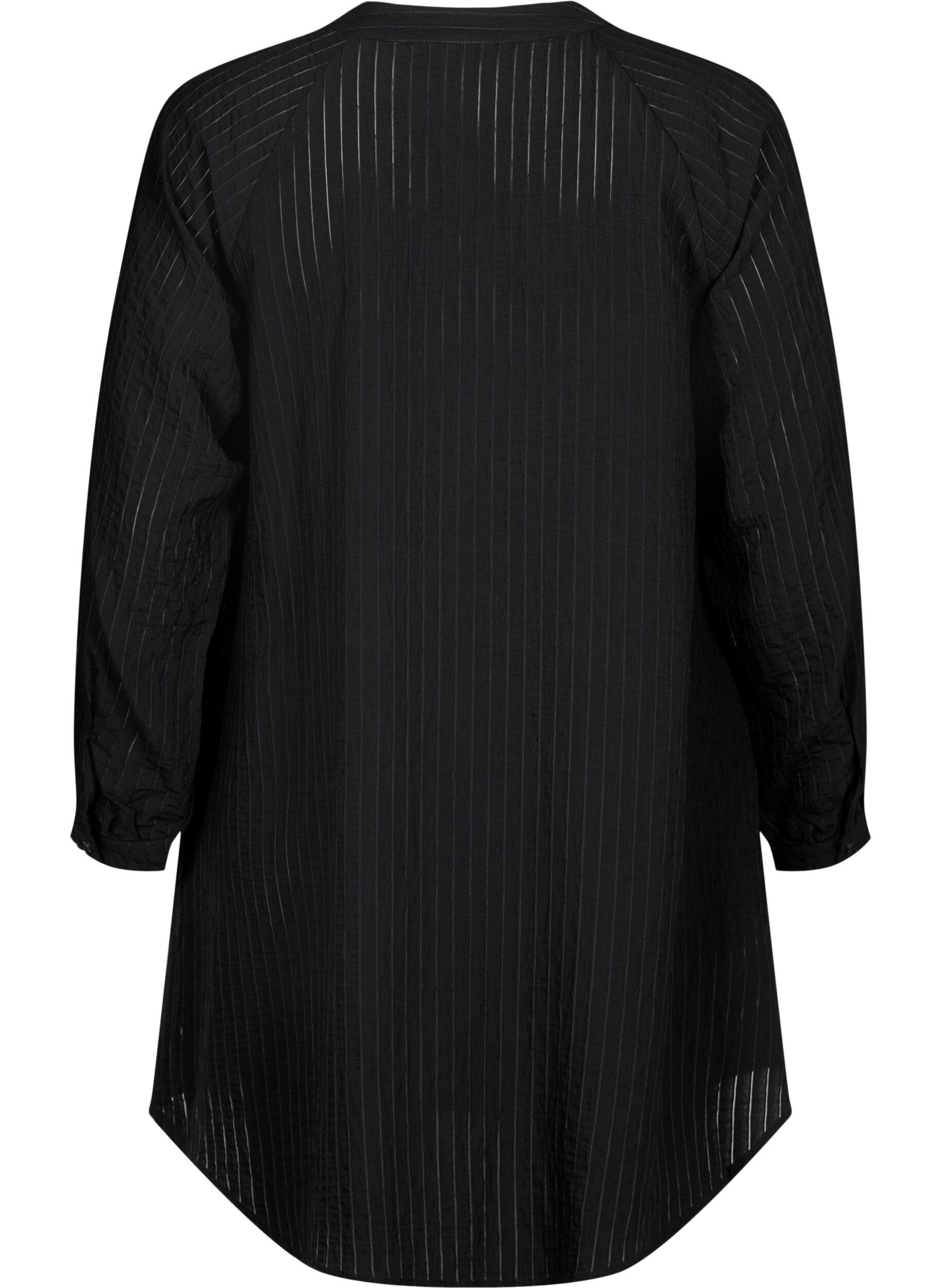 Zizzi Lange viscose shirt met gestreept patroon, Black, Packshot image number 1