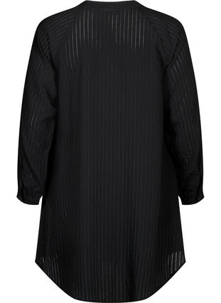 Lange viscose shirt met gestreept patroon, Black, Packshot image number 1