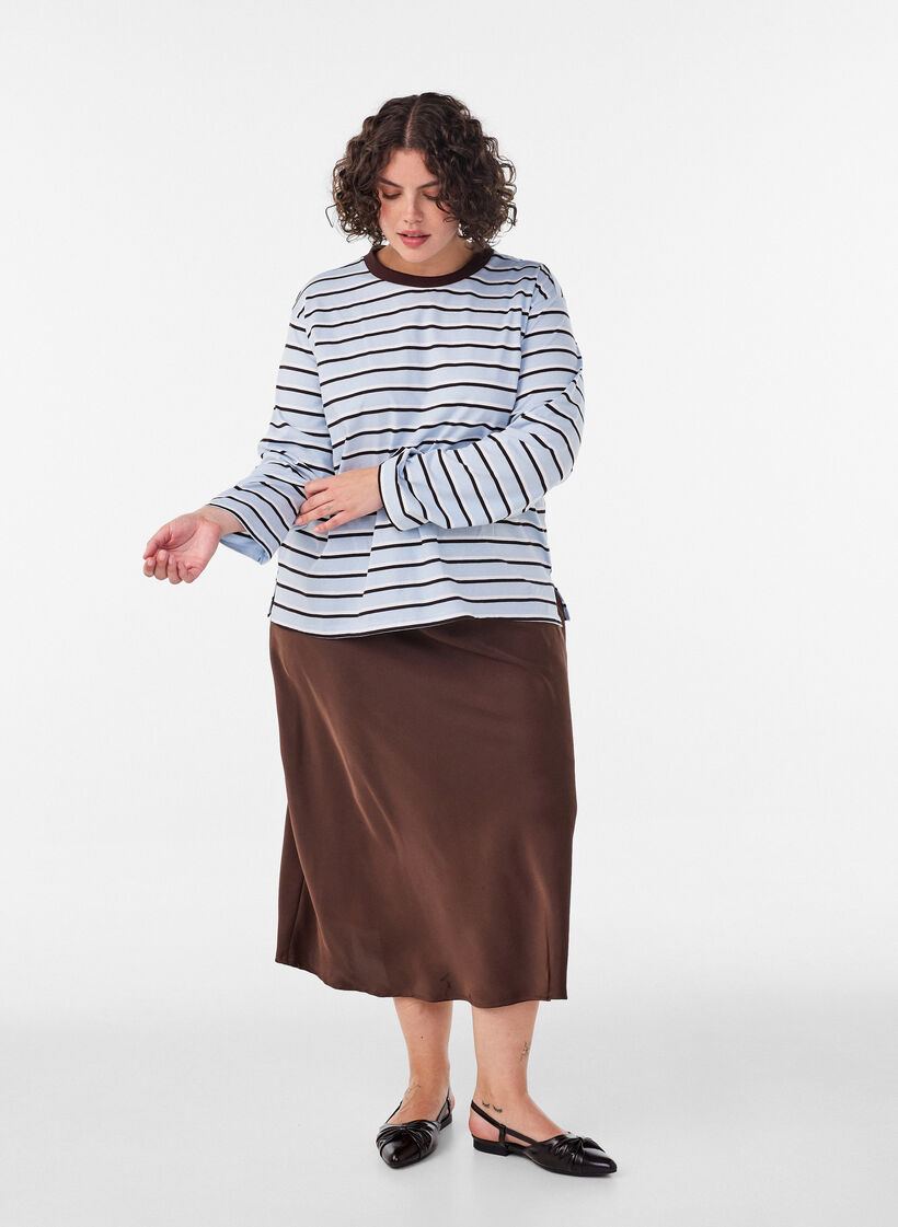 Basic T-shirt met lange mouwen, Blauw, Model image number 1