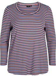 Gestreepte blouse met lange mouwen, Mahogany/Navy Stripe