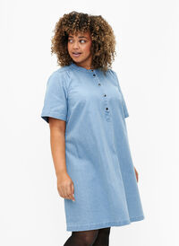 A-vorm denim jurk met korte mouwen, Light blue denim, Model
