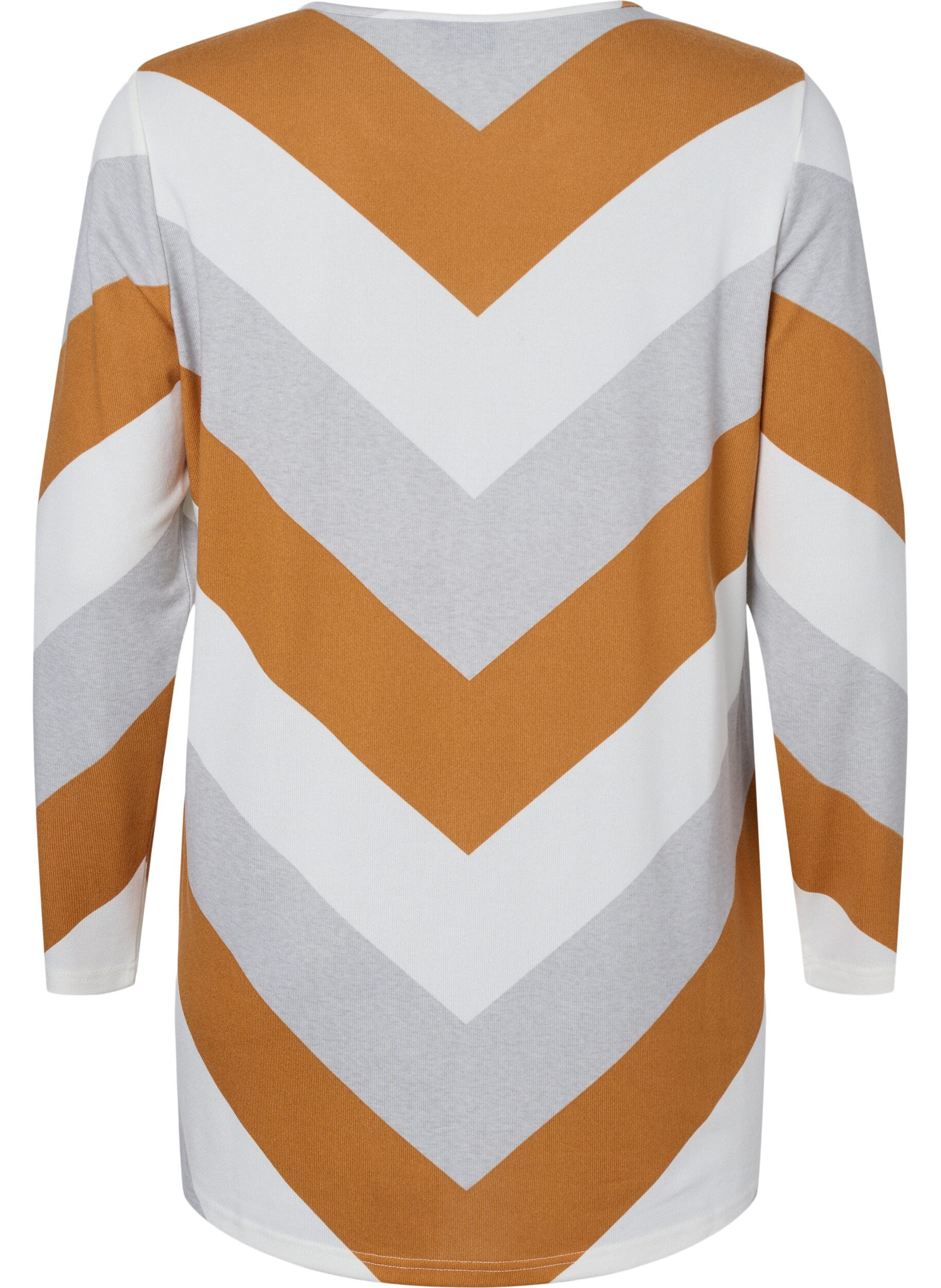 Zizzi Gedessineerde blouse met lange mouwen, Beige Zig Zag, Packshot image number 1