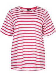 Gestreept T-shirt van biologisch katoen, Bright Rose Stripes