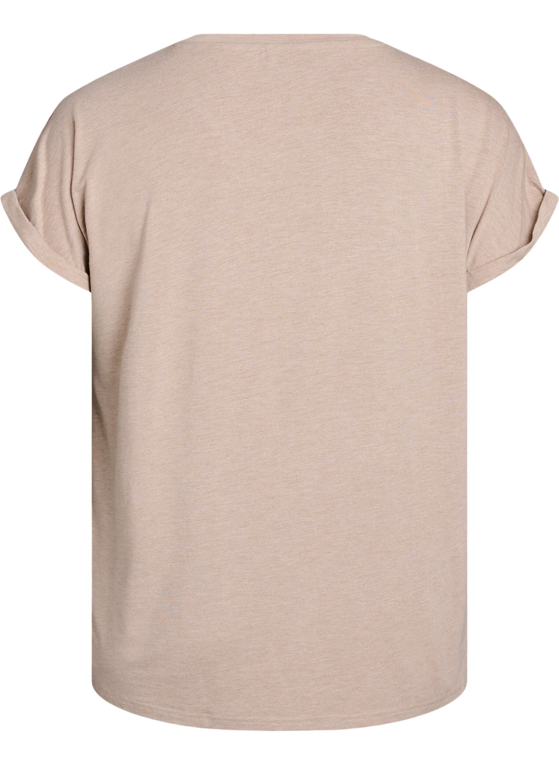 Zizzi Los T-shirt met ronde hals, Bruin, Packshot image number 1