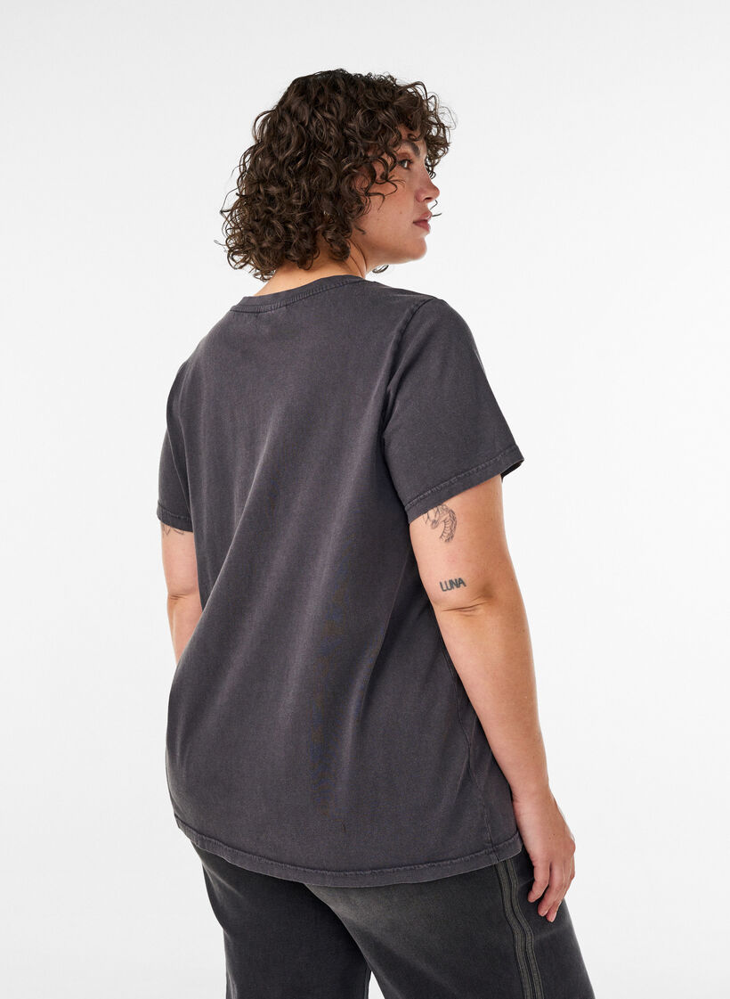 T-shirt van biologisch katoen met print, Zwart, Model image number 2
