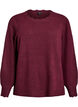 Gebreide blouse met golvende randen, Donker Bordeaux, Packshot image number 0