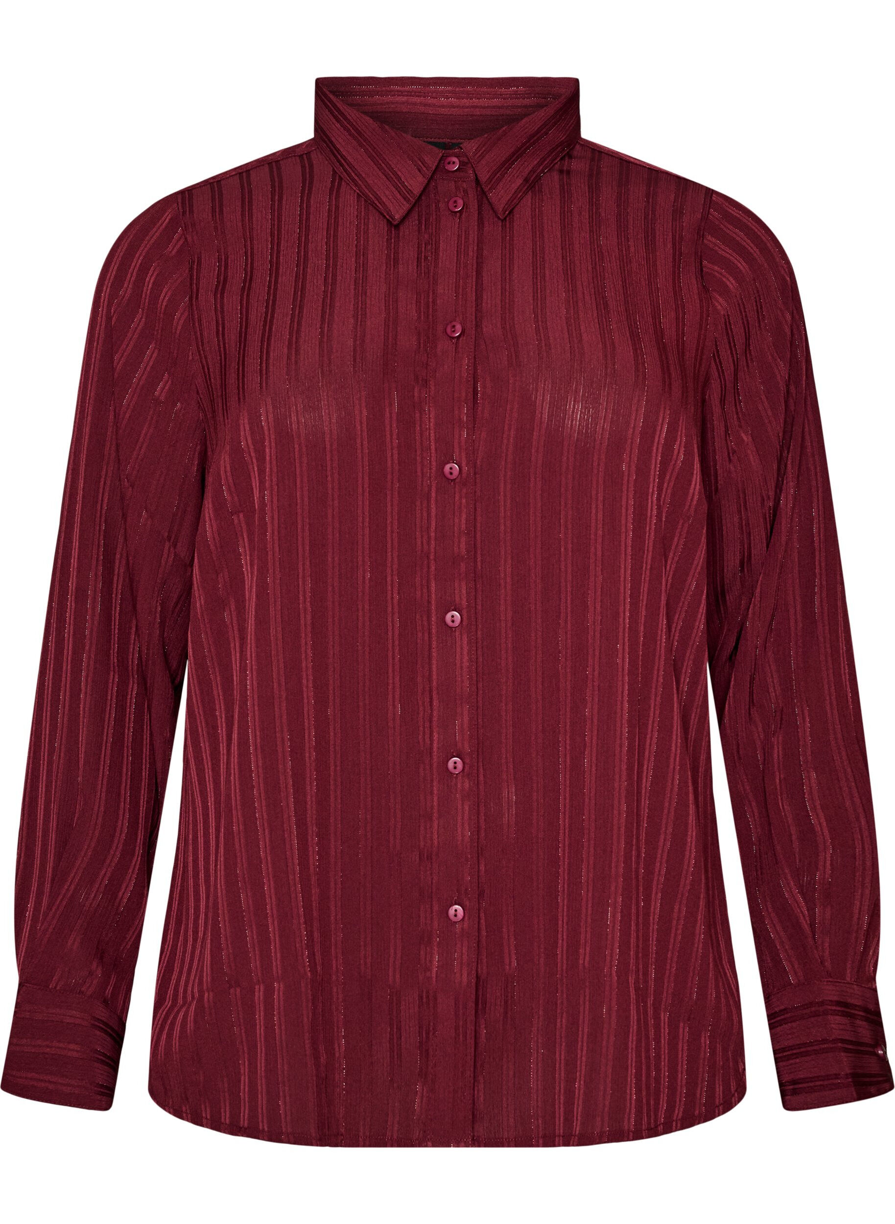 ZizziShirt met gestructureerde strepen en glitterdraden, Rood, Packshot image number 0