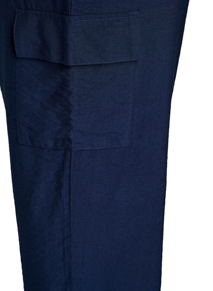 Cargo broek met hoge taille, Blauw, Packshot image number 3