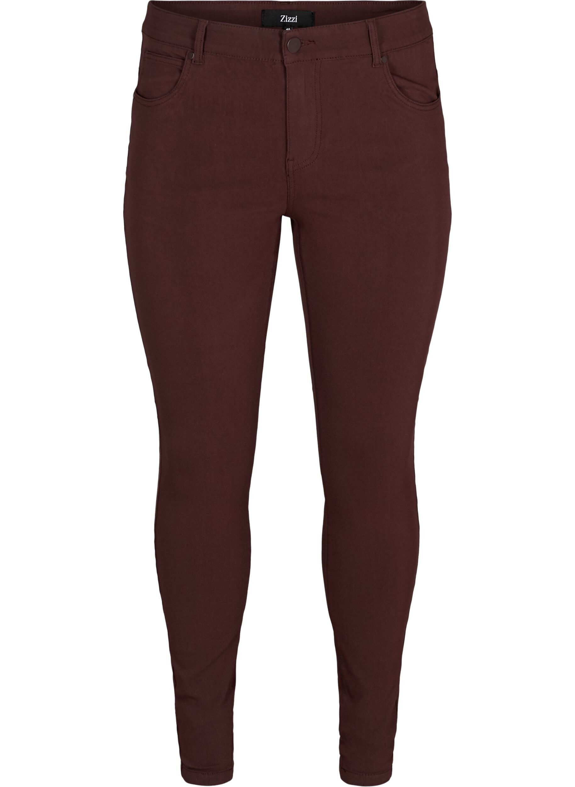 ZizziSlim fit broek met zakken, Donker Bordeaux, Packshot image number 0