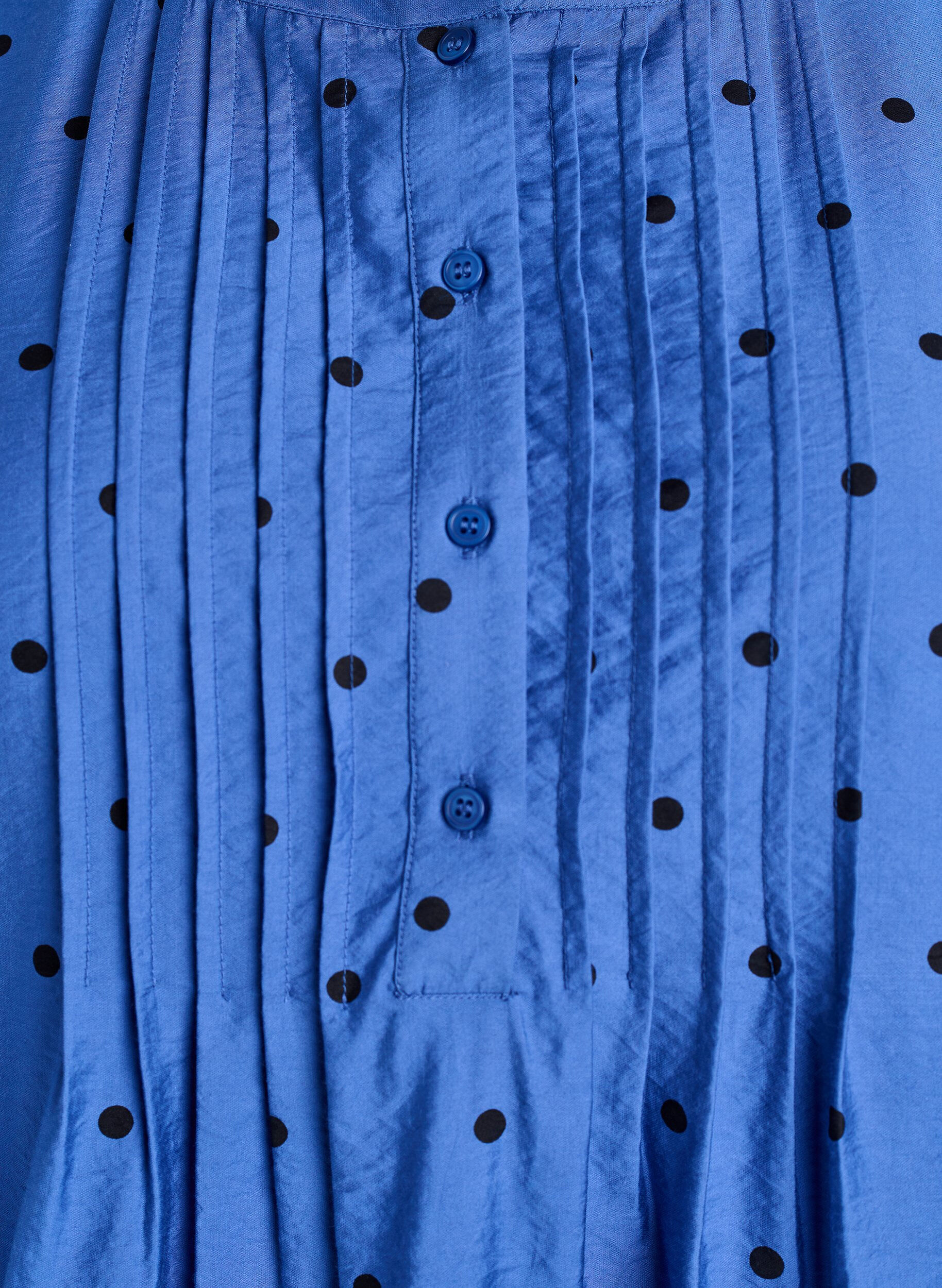 Zizzi Blouse met lange mouwen en stippen, Blauw, Packshot image number 2