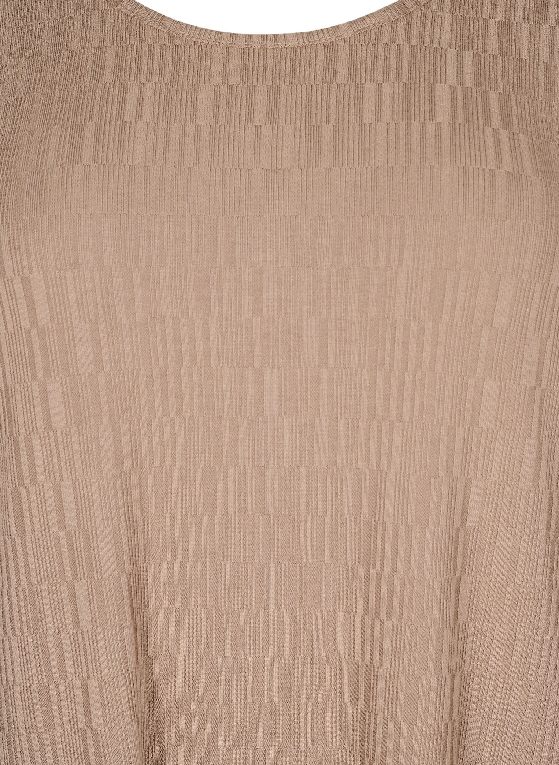 Zizzi Jurk met textuur en 3/4 mouwen, Bruin, Packshot image number 2