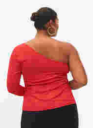 Een-schouder blouse, Tango Red, Model
