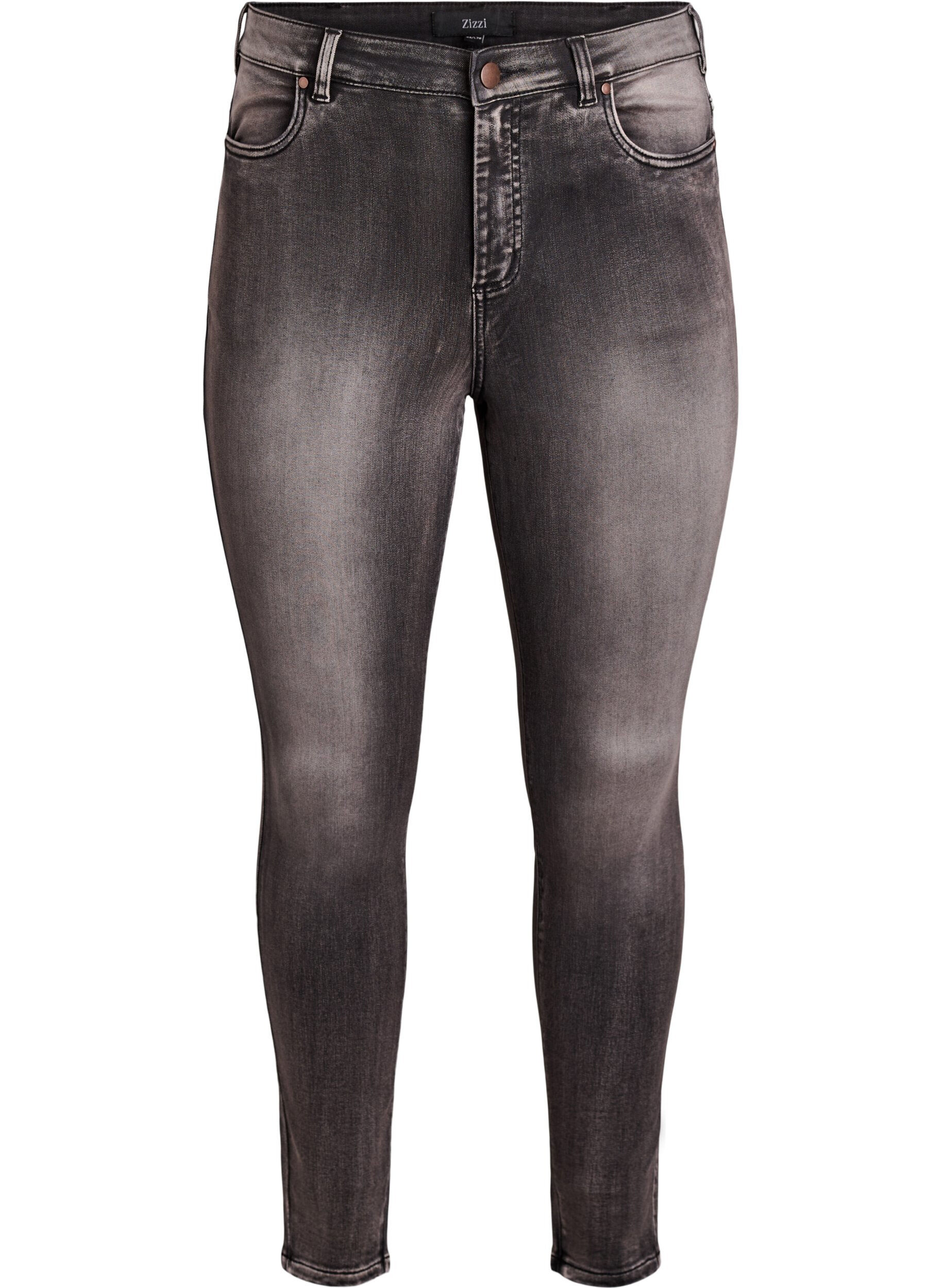 Zizzi Super slim Amy jeans met hoge taille, Grijs, Packshot image number 0