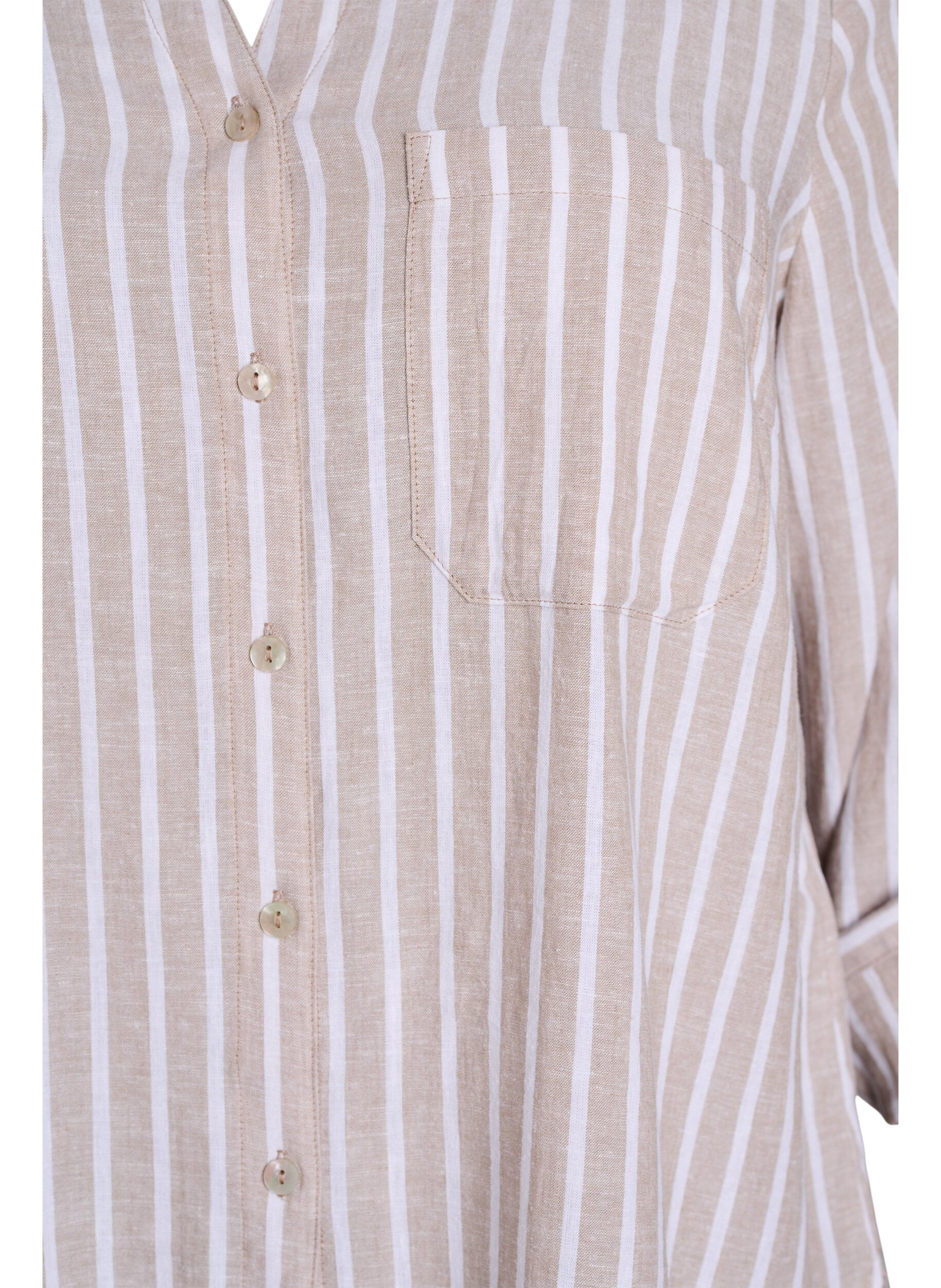 Zizzi Linnen en viscose shirt met 3/4 mouwen, Beige, Packshot image number 2