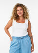 Rib top met vierkante halslijn, Wit, Model image number 0
