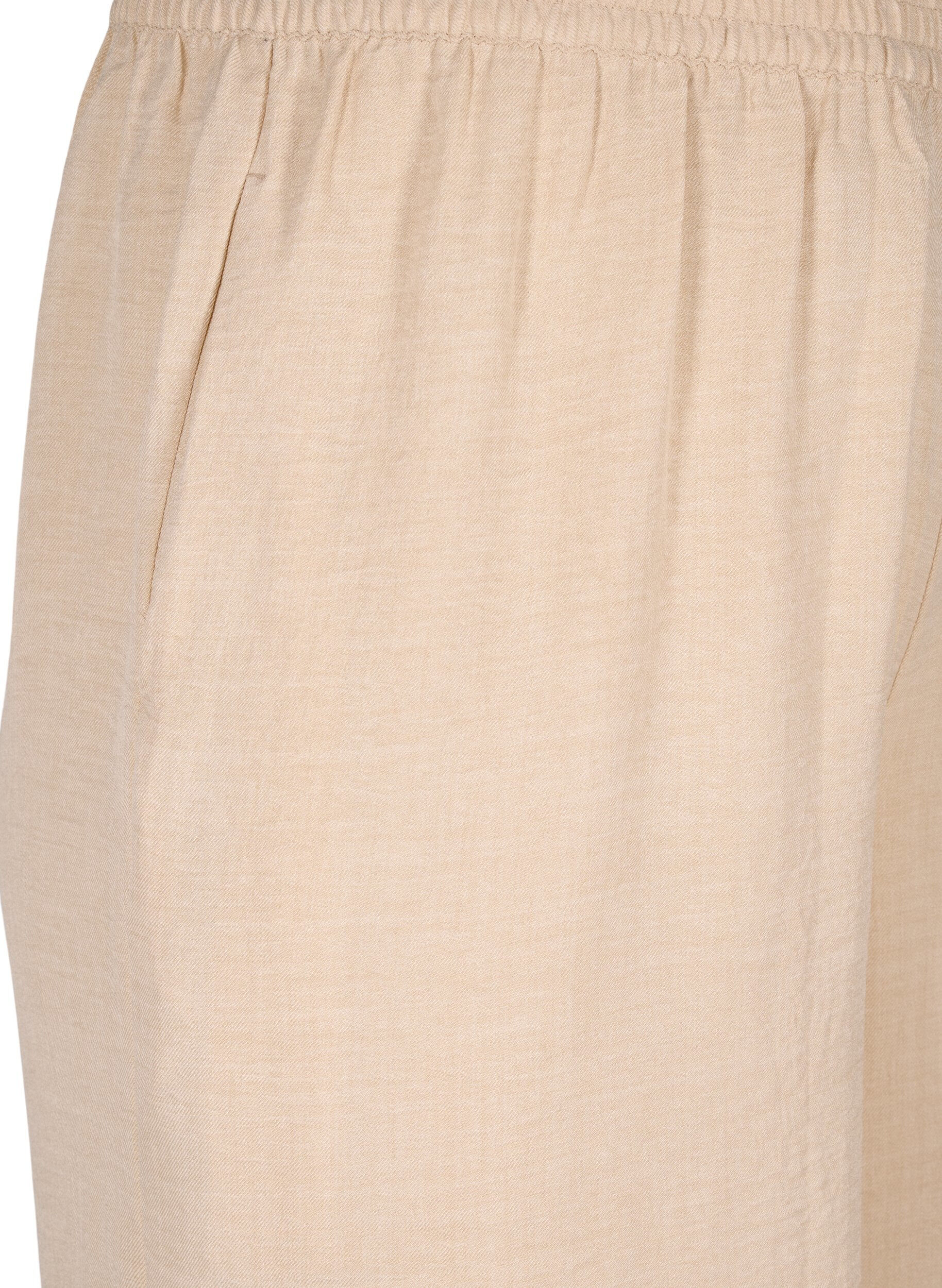 Zizzi Losse broek met elastische tailleband en zakken, Beige, Packshot image number 2