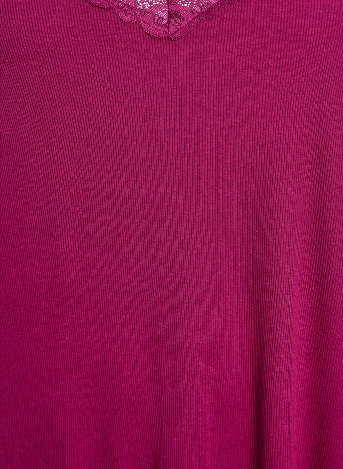 Nachtjapon met kanten zoom, Paars, Packshot image number 2