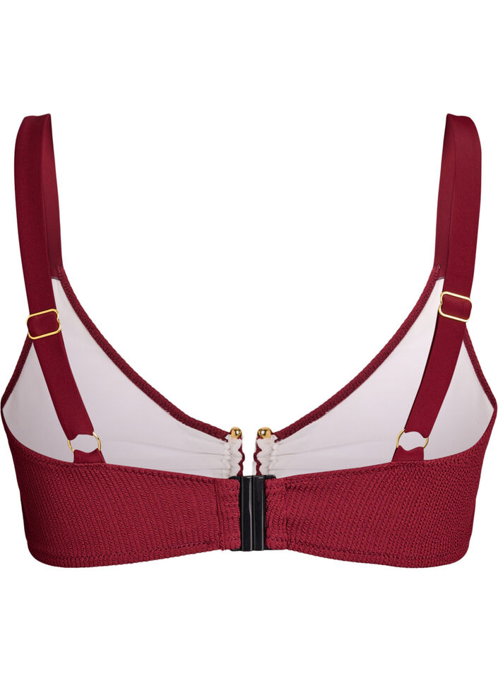 Bikinitop met textuur en goudkleurig detail, Rood, Packshot image number 1