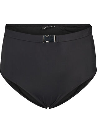 Bikinibroekje met hoge taille en gesp, Black, Packshot image number 0