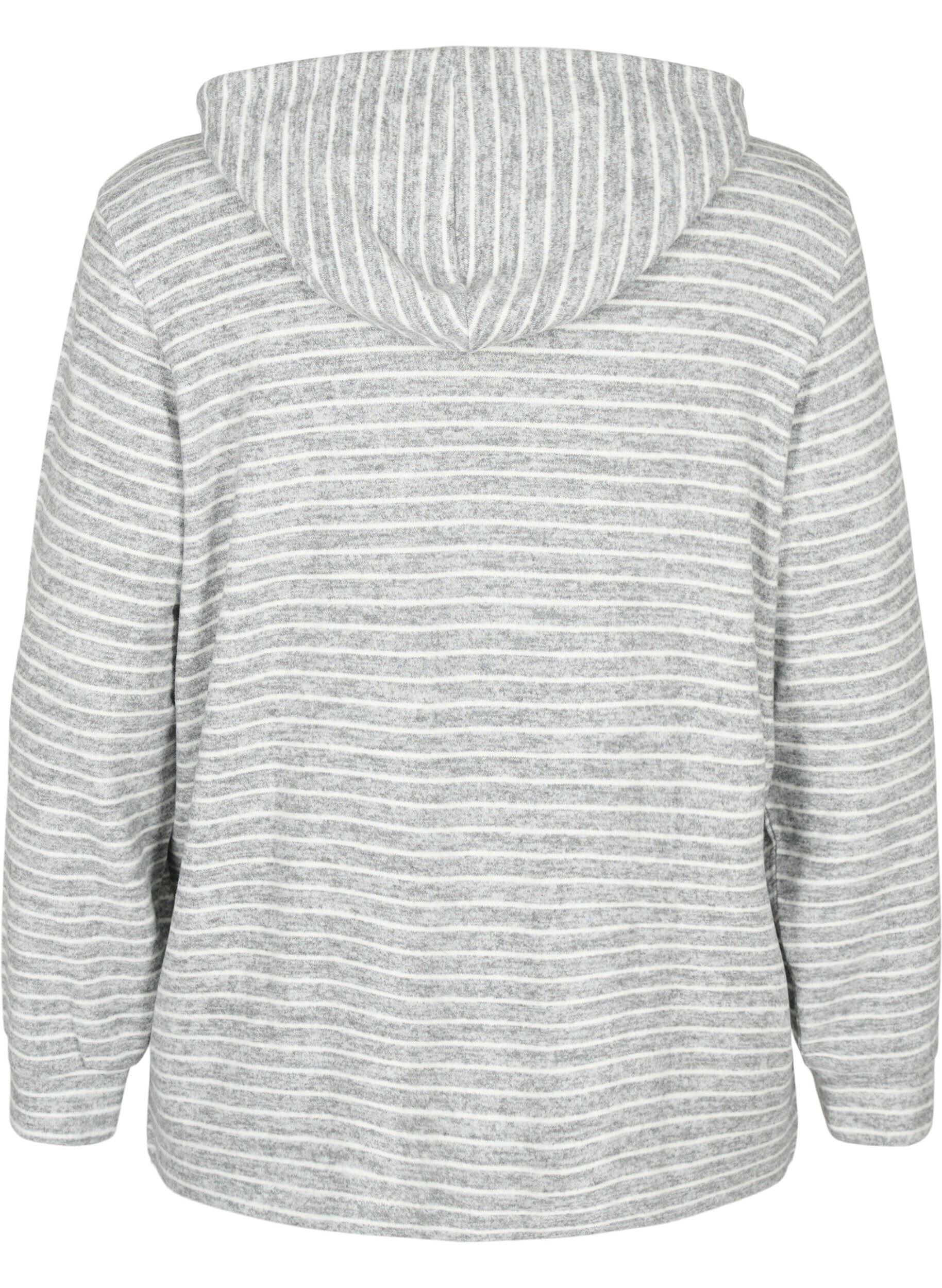 Zizzi Loszittende hoodie met strepen, DGM Stripe, Packshot image number 1