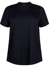 Basic katoenen T-shirt met ronde hals, Zwart