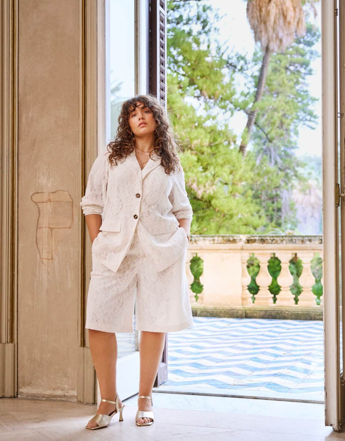 Blauwe bijpassende set