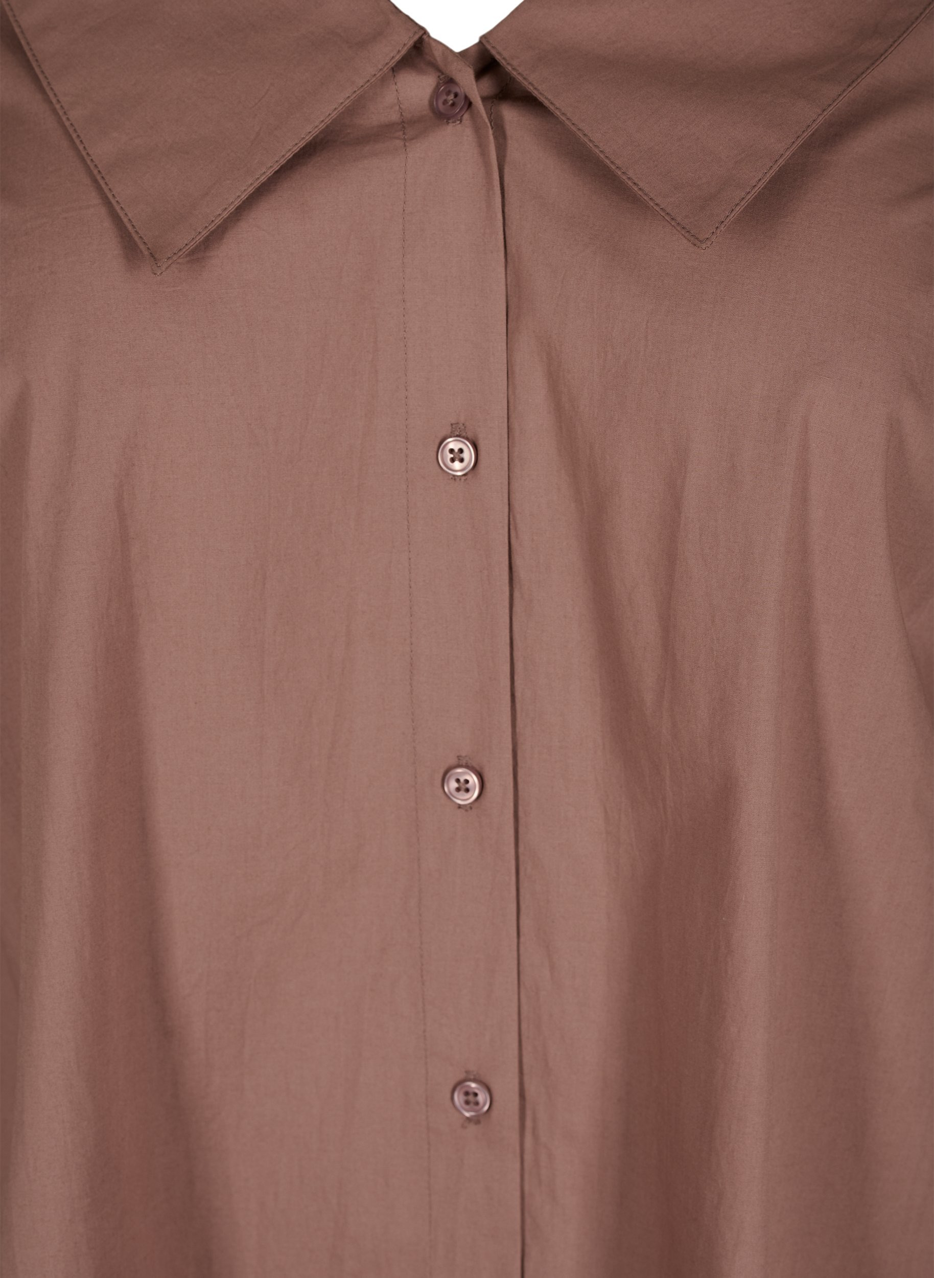 Lange, katoenen blouse met grote kraag, Deep Taupe, Packshot image number 2